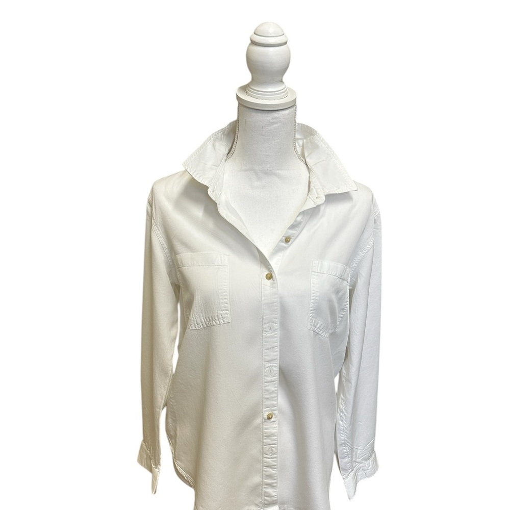 Lucky Brand White Notched Collar Button Down Shirt